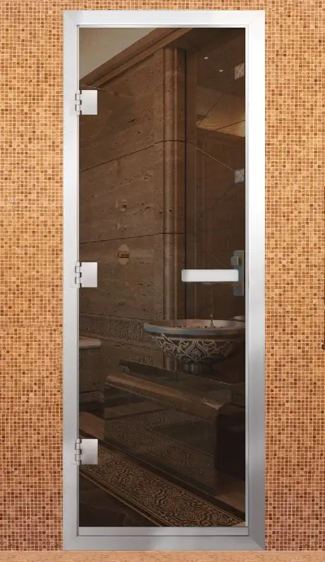 Дверь для хамама АРТА Престиж 60G 700мм х 1900мм, c порогом, бронза