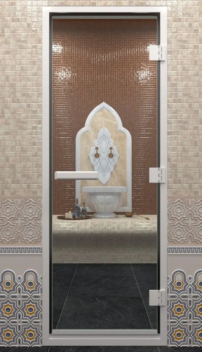 Дверь для хамама DoorWood 700мм х 1900мм, c порогом, прозрачная