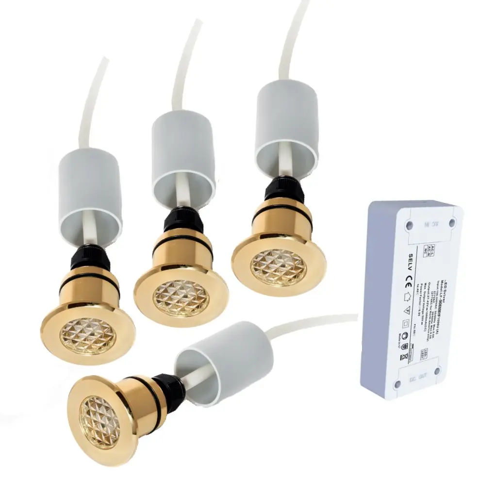 Комплект светодиодного освещения для хамама HL-4U1W, IP68, цвет золото