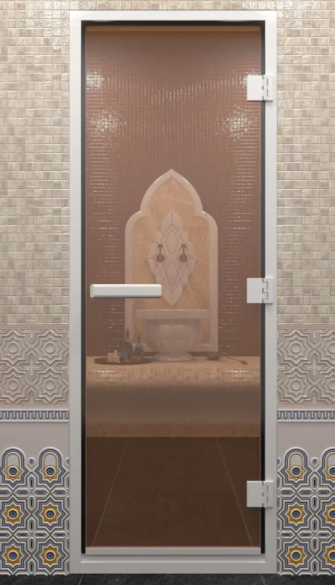 Дверь для хамама DoorWood 700мм х 1900мм, c порогом, бронза