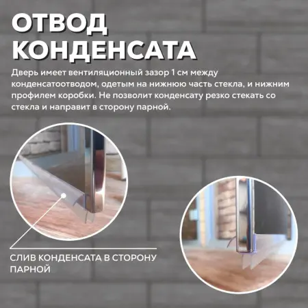 Дверь для хамама АРТА Престиж 60G 700мм х 1900мм, c порогом, бронза матовая