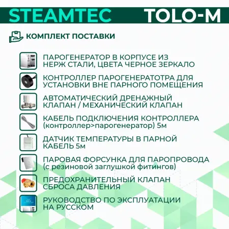 Парогенератор для хамама Steamtec TOLO-M-60 6 кВт c пультом управления в комплекте