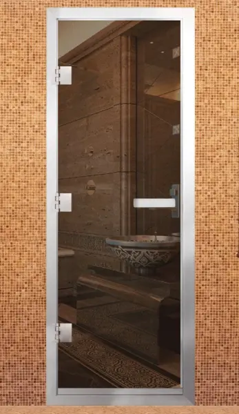 Дверь для хамама АРТА Престиж 60G 700мм х 1900мм, c порогом, бронза